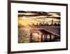 Jetty View with Manhattan and One World Trade Center (1WTC) at Sunset-Philippe Hugonnard-Framed Art Print