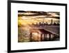 Jetty View with Manhattan and One World Trade Center (1WTC) at Sunset-Philippe Hugonnard-Framed Art Print