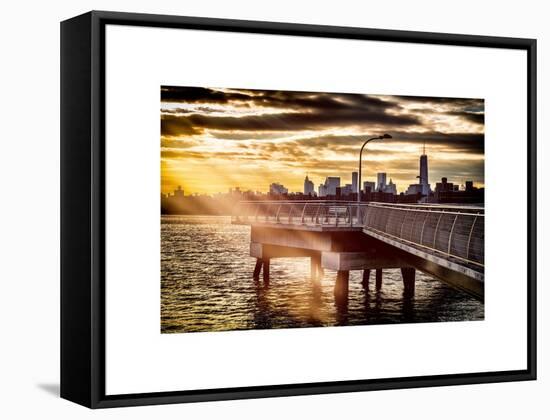 Jetty View with Manhattan and One World Trade Center (1WTC) at Sunset-Philippe Hugonnard-Framed Stretched Canvas