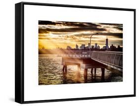 Jetty View with Manhattan and One World Trade Center (1WTC) at Sunset-Philippe Hugonnard-Framed Stretched Canvas