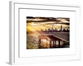 Jetty View with Manhattan and One World Trade Center (1WTC) at Sunset-Philippe Hugonnard-Framed Art Print