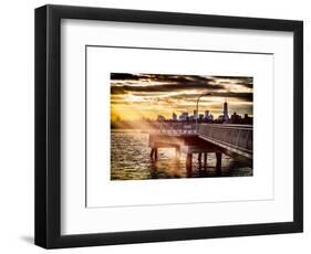 Jetty View with Manhattan and One World Trade Center (1WTC) at Sunset-Philippe Hugonnard-Framed Art Print