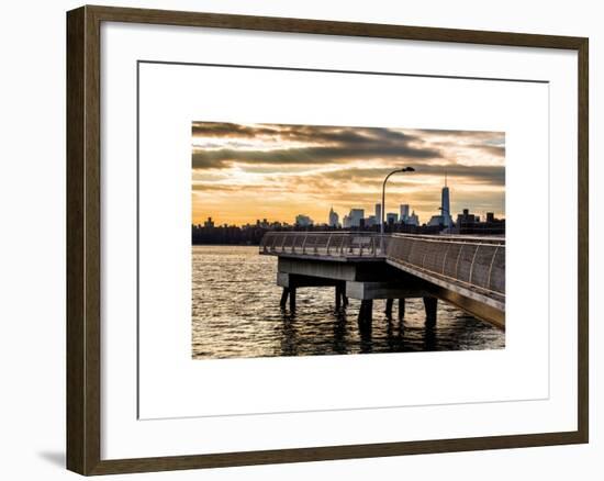 Jetty View with Manhattan and One World Trade Center (1WTC) at Sunset-Philippe Hugonnard-Framed Art Print