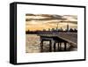 Jetty View with Manhattan and One World Trade Center (1WTC) at Sunset-Philippe Hugonnard-Framed Stretched Canvas