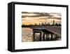 Jetty View with Manhattan and One World Trade Center (1WTC) at Sunset-Philippe Hugonnard-Framed Stretched Canvas