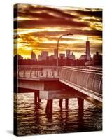 Jetty View with NYC and One World Trade Center (1WTC) at Red Sunset-Philippe Hugonnard-Stretched Canvas