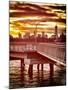 Jetty View with NYC and One World Trade Center (1WTC) at Red Sunset-Philippe Hugonnard-Mounted Photographic Print