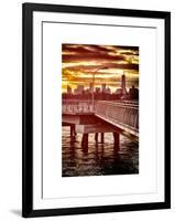 Jetty View with NYC and One World Trade Center (1WTC) at Red Sunset-Philippe Hugonnard-Framed Art Print