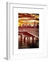 Jetty View with NYC and One World Trade Center (1WTC) at Red Sunset-Philippe Hugonnard-Framed Art Print