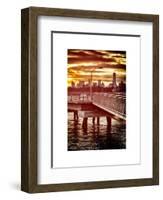 Jetty View with NYC and One World Trade Center (1WTC) at Red Sunset-Philippe Hugonnard-Framed Art Print