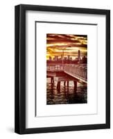 Jetty View with NYC and One World Trade Center (1WTC) at Red Sunset-Philippe Hugonnard-Framed Art Print