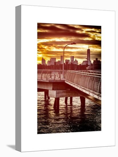 Jetty View with NYC and One World Trade Center (1WTC) at Red Sunset-Philippe Hugonnard-Stretched Canvas