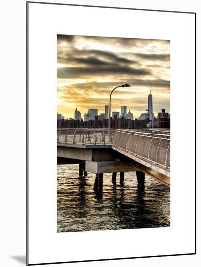 Jetty View with NYC and One World Trade Center (1WTC) at Sunset-Philippe Hugonnard-Mounted Art Print