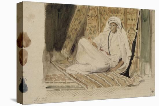 Jeune arabe dans son appartement ou Marocain en blanc ou Jeune chef marocain; 1832-Eugene Delacroix-Stretched Canvas