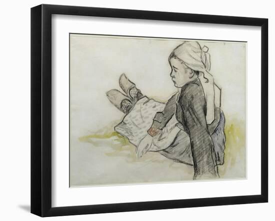 Jeune Bretonne assise-Paul Gauguin-Framed Giclee Print