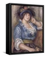 Jeune femme à la rose, femme en bleue-Pierre-Auguste Renoir-Framed Stretched Canvas