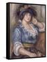 Jeune femme à la rose, femme en bleue-Pierre-Auguste Renoir-Framed Stretched Canvas