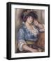 Jeune femme à la rose, femme en bleue-Pierre-Auguste Renoir-Framed Giclee Print