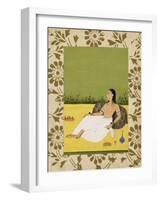 Jeune femme adossée à un coussin-null-Framed Giclee Print