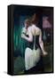 Jeune Femme Ajustant Son Corset - Young Woman Adjusting Her Corset - Peeinture De Pierre Carrier Be-Pierre Carrier-belleuse-Framed Stretched Canvas