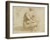 Jeune femme assise à terre avec deux enfants ; et un homme vu de dos-Domenico Beccafumi-Framed Giclee Print