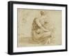 Jeune femme assise à terre avec deux enfants ; et un homme vu de dos-Domenico Beccafumi-Framed Giclee Print