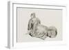 Jeune femme assise à terre-Jean Antoine Watteau-Framed Giclee Print