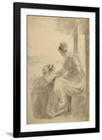 Jeune femme assise sur une balustrade, se détournant, dans un paysage-John Constable-Framed Giclee Print