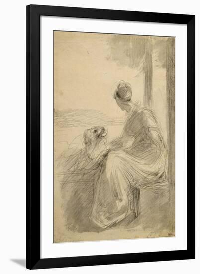 Jeune femme assise sur une balustrade, se détournant, dans un paysage-John Constable-Framed Giclee Print