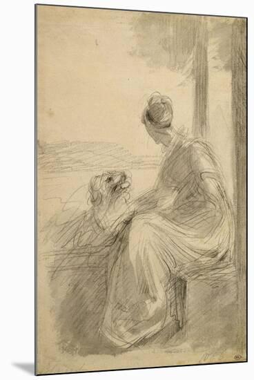 Jeune femme assise sur une balustrade, se détournant, dans un paysage-John Constable-Mounted Giclee Print