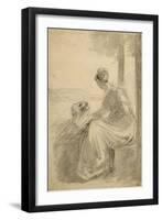 Jeune femme assise sur une balustrade, se détournant, dans un paysage-John Constable-Framed Premium Giclee Print