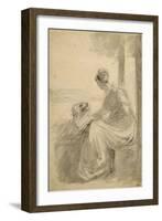 Jeune femme assise sur une balustrade, se détournant, dans un paysage-John Constable-Framed Giclee Print