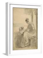 Jeune femme assise sur une balustrade, se détournant, dans un paysage-John Constable-Framed Giclee Print