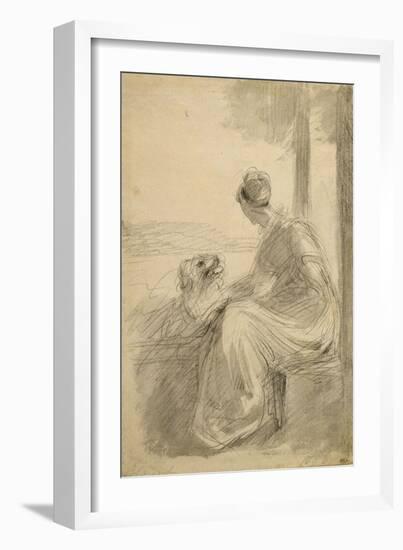 Jeune femme assise sur une balustrade, se détournant, dans un paysage-John Constable-Framed Giclee Print