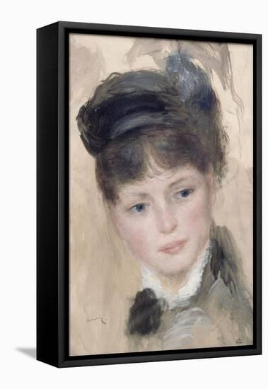 Jeune femme au chapeau noir-Pierre-Auguste Renoir-Framed Stretched Canvas