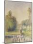 Jeune femme, dans une prairie, au bord d'une mare-Camille Pissarro-Mounted Giclee Print