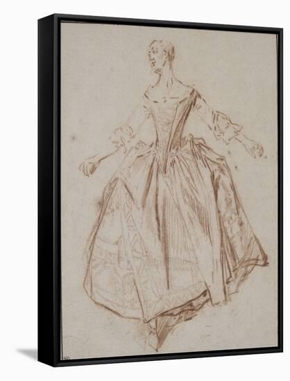 Jeune femme debout les bras étendus; étude pour La Camargo dansant-Nicolas Lancret-Framed Stretched Canvas