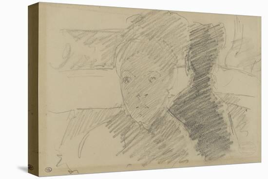 Jeune femme, en buste, de face, dans une loge de théâtre-Mary Cassatt-Stretched Canvas