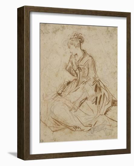 Jeune femme et deux enfants-Jean Antoine Watteau-Framed Giclee Print