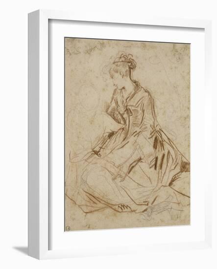 Jeune femme et deux enfants-Jean Antoine Watteau-Framed Giclee Print