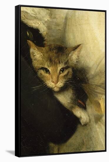 Jeune femme et petit garçon tenant un chat-John Hoppner-Framed Stretched Canvas