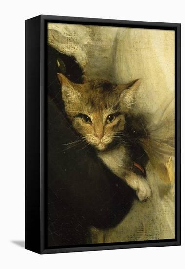 Jeune femme et petit garçon tenant un chat-John Hoppner-Framed Stretched Canvas