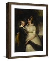 Jeune femme et petit garçon tenant un chat-John Hoppner-Framed Giclee Print