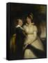 Jeune femme et petit garçon tenant un chat-John Hoppner-Framed Stretched Canvas