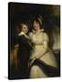 Jeune femme et petit garçon tenant un chat-John Hoppner-Stretched Canvas