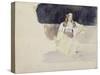 Jeune femme juive assise-Eugene Delacroix-Stretched Canvas