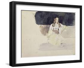 Jeune femme juive assise-Eugene Delacroix-Framed Giclee Print