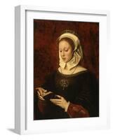 Jeune femme lisant un livre d'heures-Ambrosius Benson-Framed Giclee Print