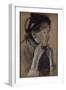 Jeune femme nouant les rubans de son chapeau (Mary Cassatt)-Edgar Degas-Framed Giclee Print