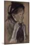 Jeune femme nouant les rubans de son chapeau (Mary Cassatt)-Edgar Degas-Mounted Giclee Print